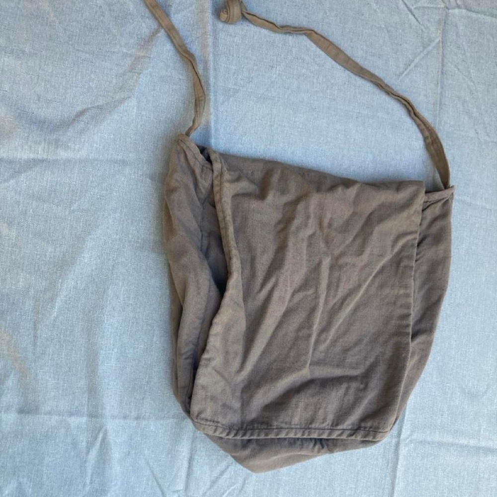 Brown satchel bag with striped lining hippie granola rustic boho